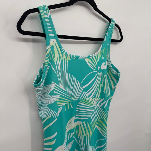 Columbia Women's M Green Tropical Leaf Print PFG Sleeveless Dress Beach Summer - Picture 3 of 11